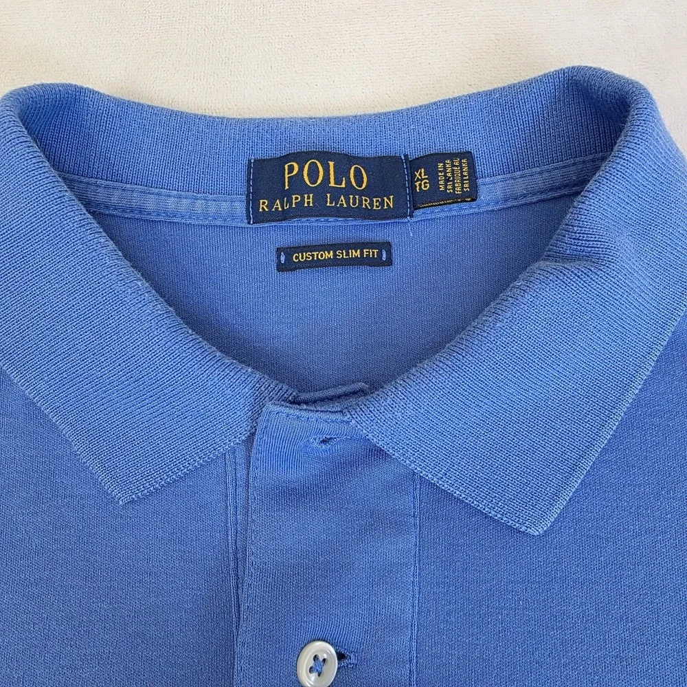 Polo Ralph Lauren Polo Shirt Mens XL Blue Custom Slim Fit Cotton Pony‎ Logo Golf